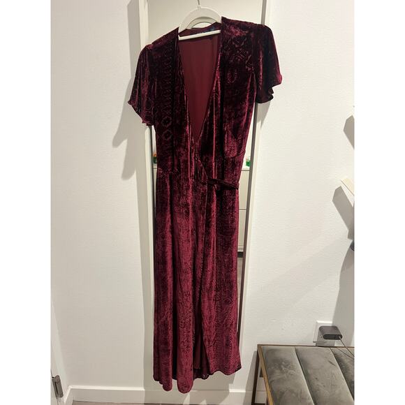 Polo Ralph Laurent Burn-Out Velvet Wrap Maxi Dress 4 - Picture 2 of 11